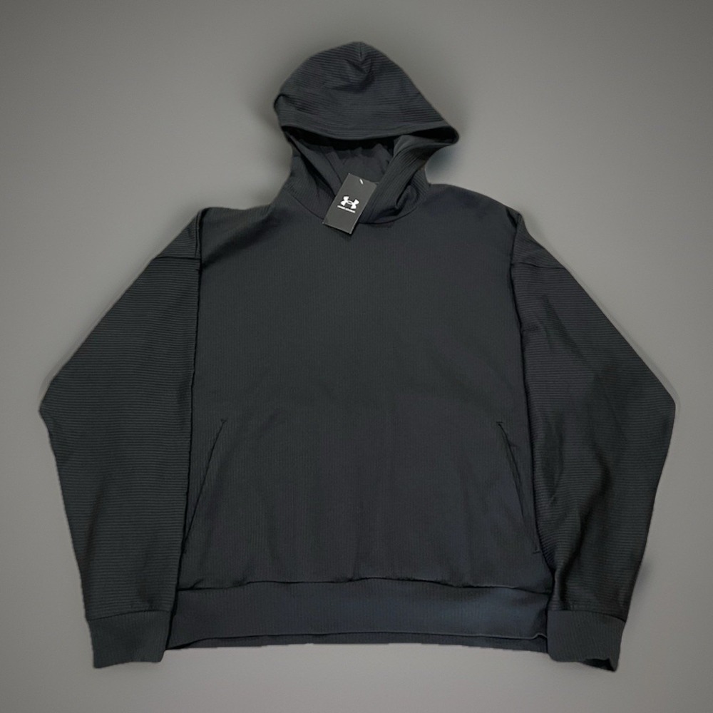 NWT Under Armour Journey Rib Hoodie Anthracite Black Men's Size‎ XL
